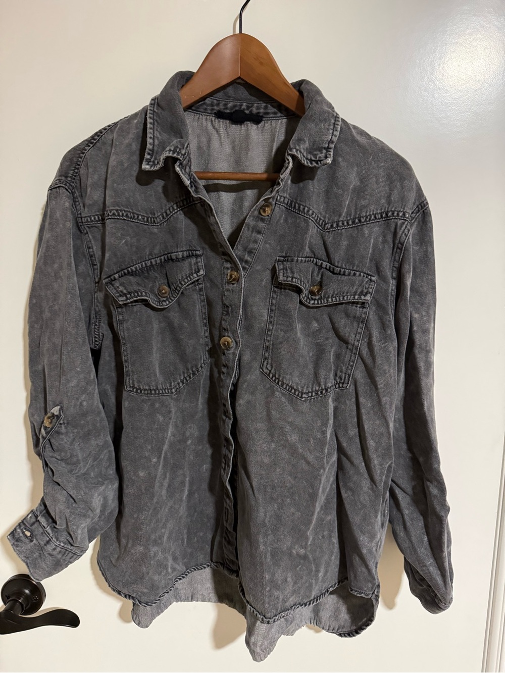 Jane and Delancey Washed Gray Men's Button-Front Shirt Jacket